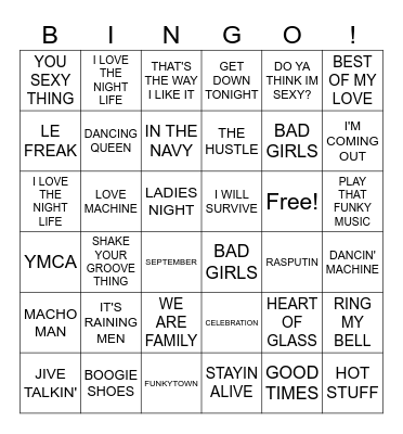 DISCO Bingo Card