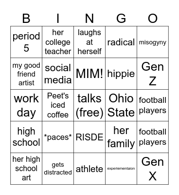 6th period Bingo Card