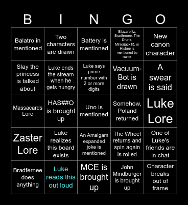 Art Stream Bingo Card