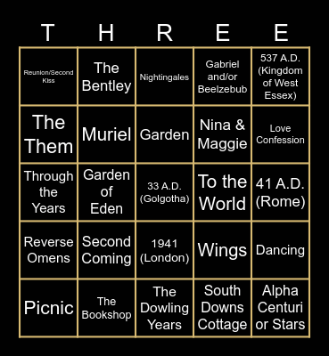 Good Omens Bingo Card