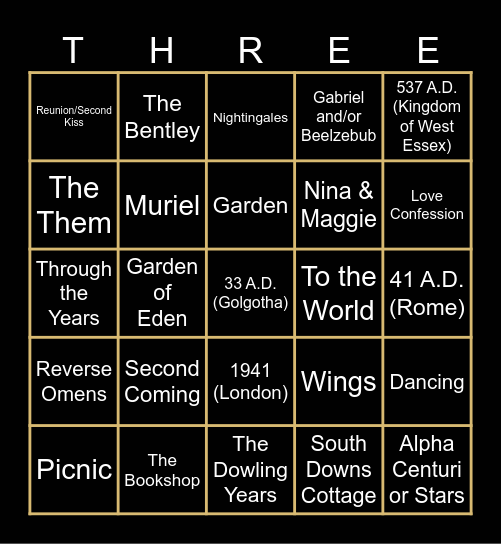 Good Omens Bingo Card