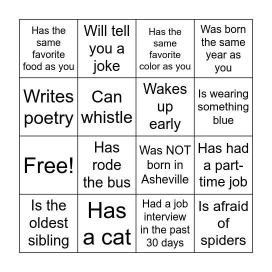 Mental Toughness BINGO Card