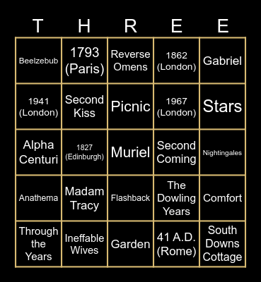 Good Omens Block Bingo Card