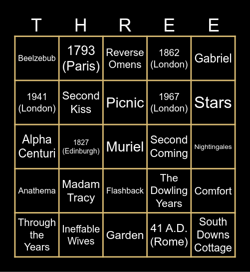 Good Omens Block Bingo Card