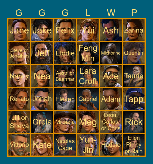 KiazRell's Twitch Stream Dead by Daylight Survivor (to Tae-young) 6x6 Bingo Card