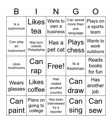 PB&J Bingo Card