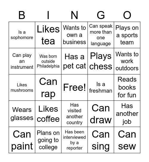 PB&J Bingo Card