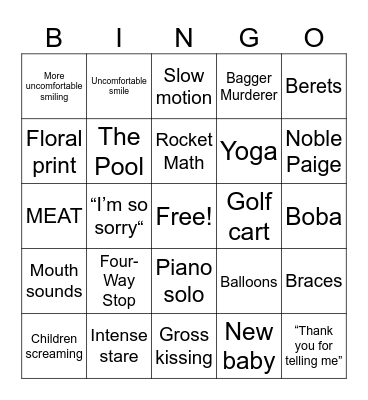 Greener Grass Bingo Card