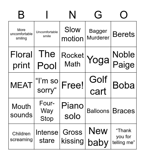 Greener Grass Bingo Card