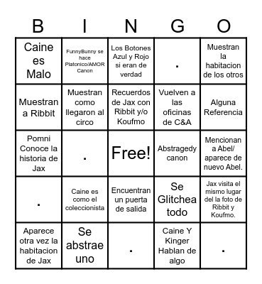 EP 8 TADC Bingo Card