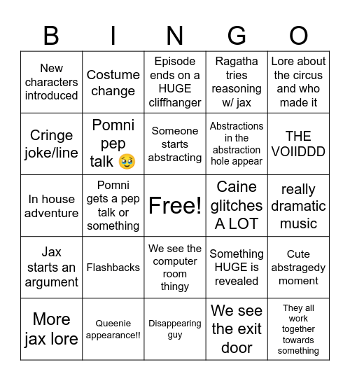 TADC episode 8 Bingo Card
