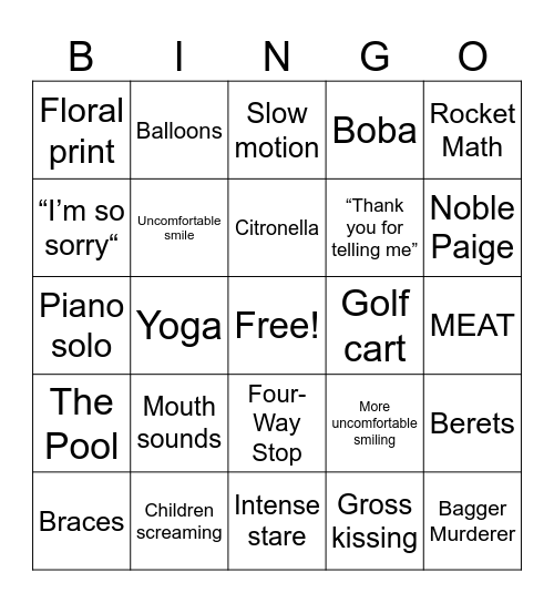 Greener Grass Bingo Card