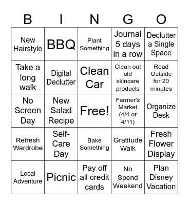 April 2026 Bingo Card