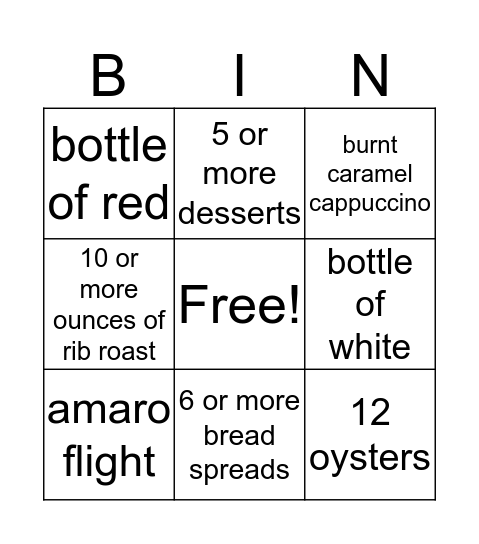 Brasa Bingo  Bingo Card