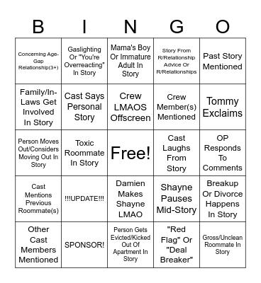 SRRS Bingo Card