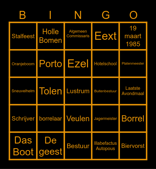 Illabefactus Autopous Bingo Card