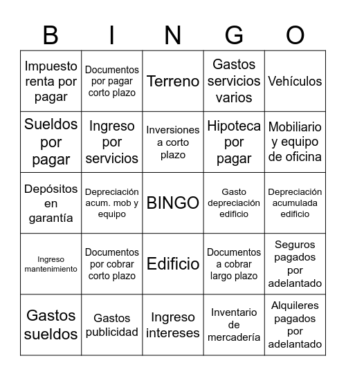 Bingo contable Bingo Card