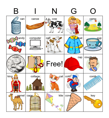K Initial Bingo Card