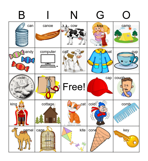 K Initial Bingo Card