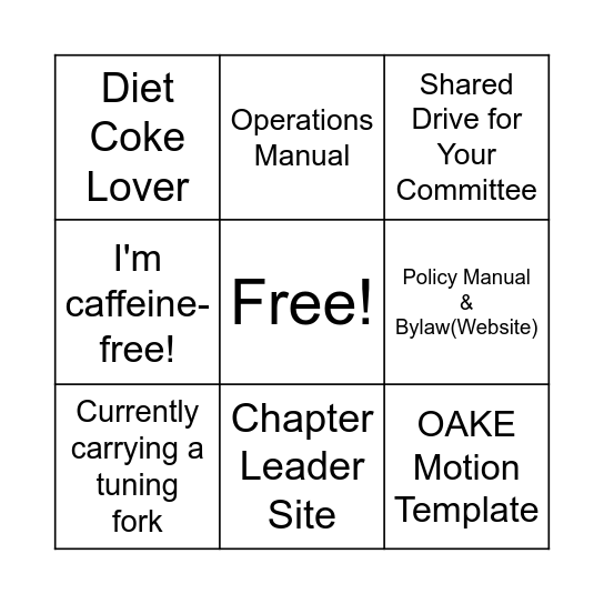 OAKE S-I-N-G-O Bingo Card