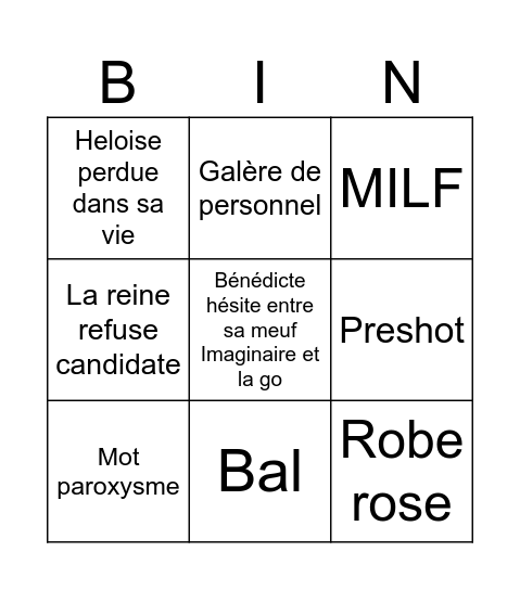 Épisode 4 Bingo Card