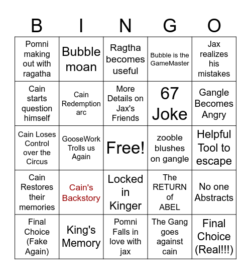 TADC Bingo Card