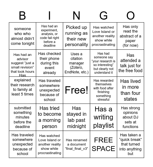 Black Grads Connect! Bingo Card