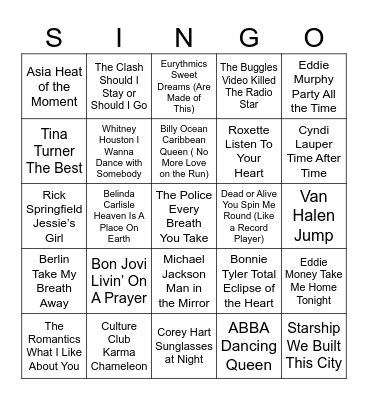 GVA SINGO 1 Bingo Card