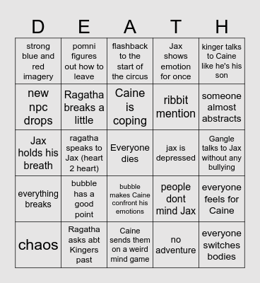 TADC Bingo Card