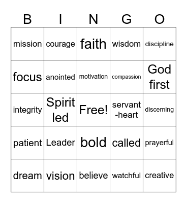 The Leader In You!! Bingo Card