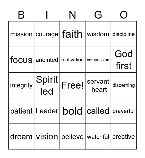 The Leader In You!! Bingo Card