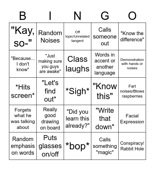 Electrical Bingo Card