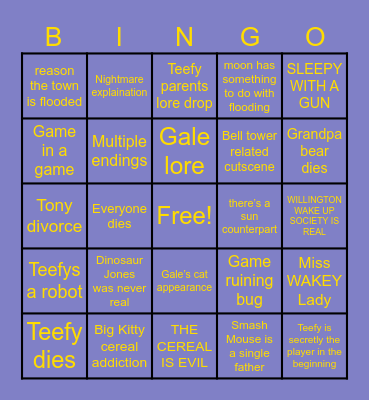 MR SLEEPY MAN BINGO Card