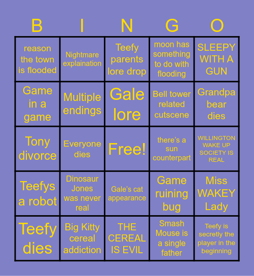 MR SLEEPY MAN BINGO Card