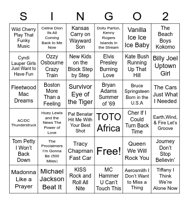 GVA SINGO 2 Bingo Card