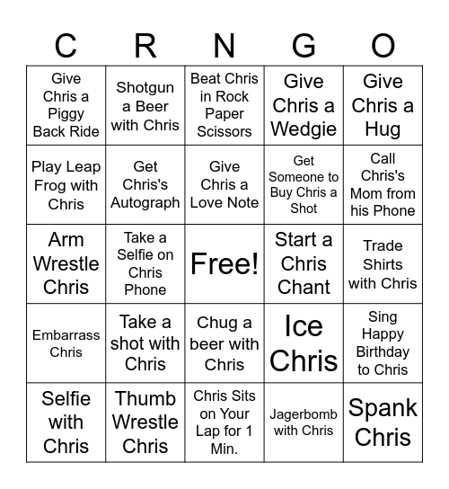 Chringo Bingo Card