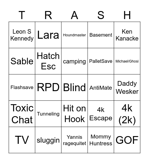 Ultimate DBD Bingo Card