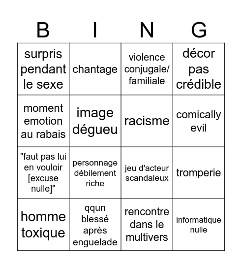 Un si grand soleil Bingo Card