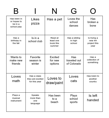 Find-a-Friend BINGO Card