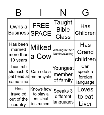 LIFT ICE BREAKER BINGO Card