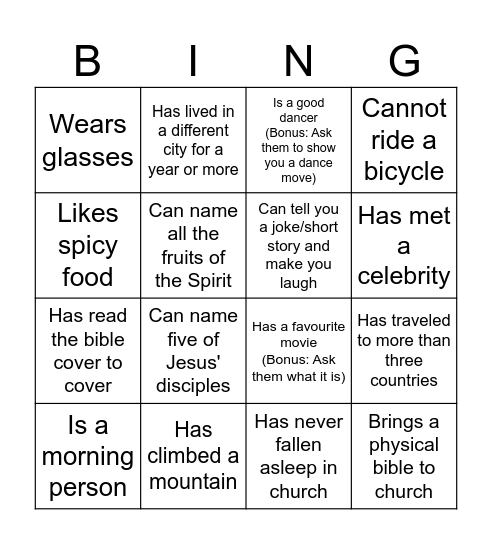 Find someone who..... Bingo Card