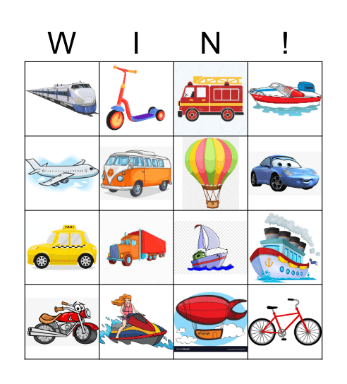 Transport Bingo Card