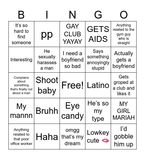 Really annoying gay person that rhymes with bathan bingo Card