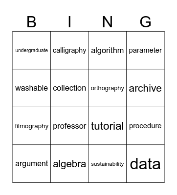 /ə/ vs. /ɑː/ Bingo Card