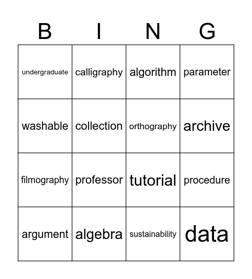 /ə/ vs. /ɑː/ Bingo Card