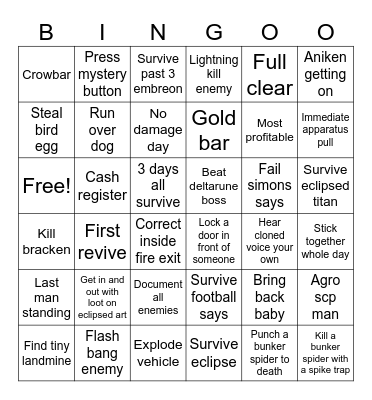 Lethal bingo lockout Bingo Card