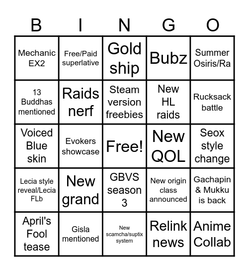 GBF 12th Anni Bingo Card