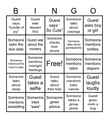 Baby Shower Bingo - Regan & Otis Bingo Card