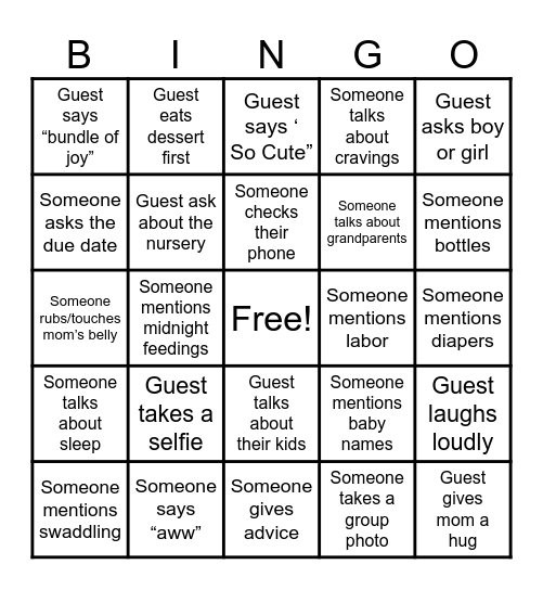 Baby Shower Bingo - Regan & Otis Bingo Card