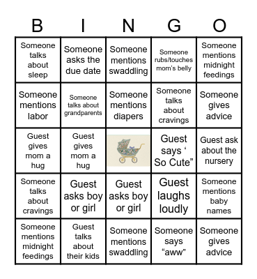Regan & Otis Baby Shower Bingo Card